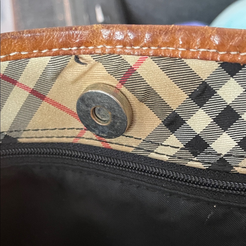 BurberryS Blue Label Plaid Tote Bag with Tan Accents - Picture 13 of 16